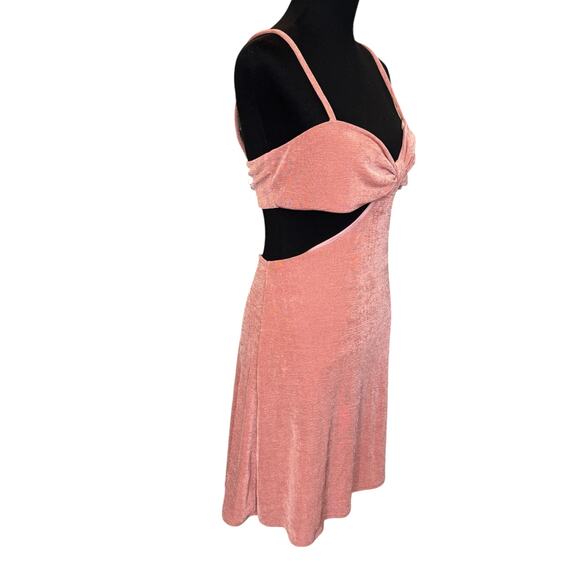 New ~ TOPSHOP , NORDSTROM ~ Minky Pink Halter Cut Out Slinky Mini Dress Size 12 - Picture 5 of 9